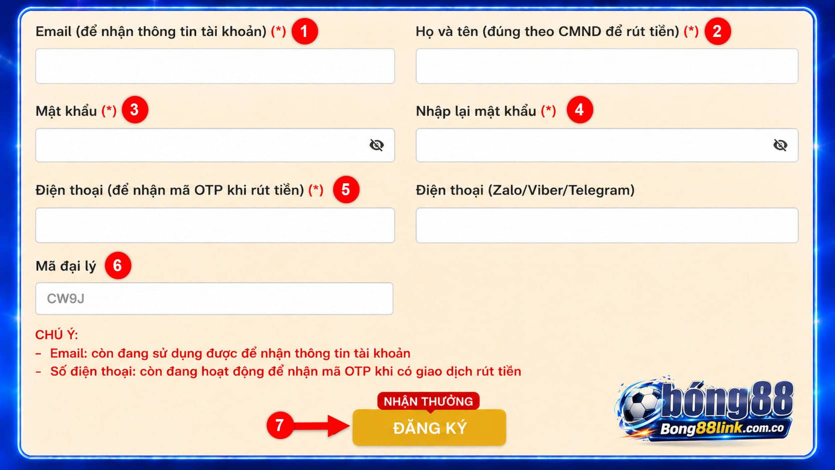 Bước 2: Điền thông tin theo yêu cầu