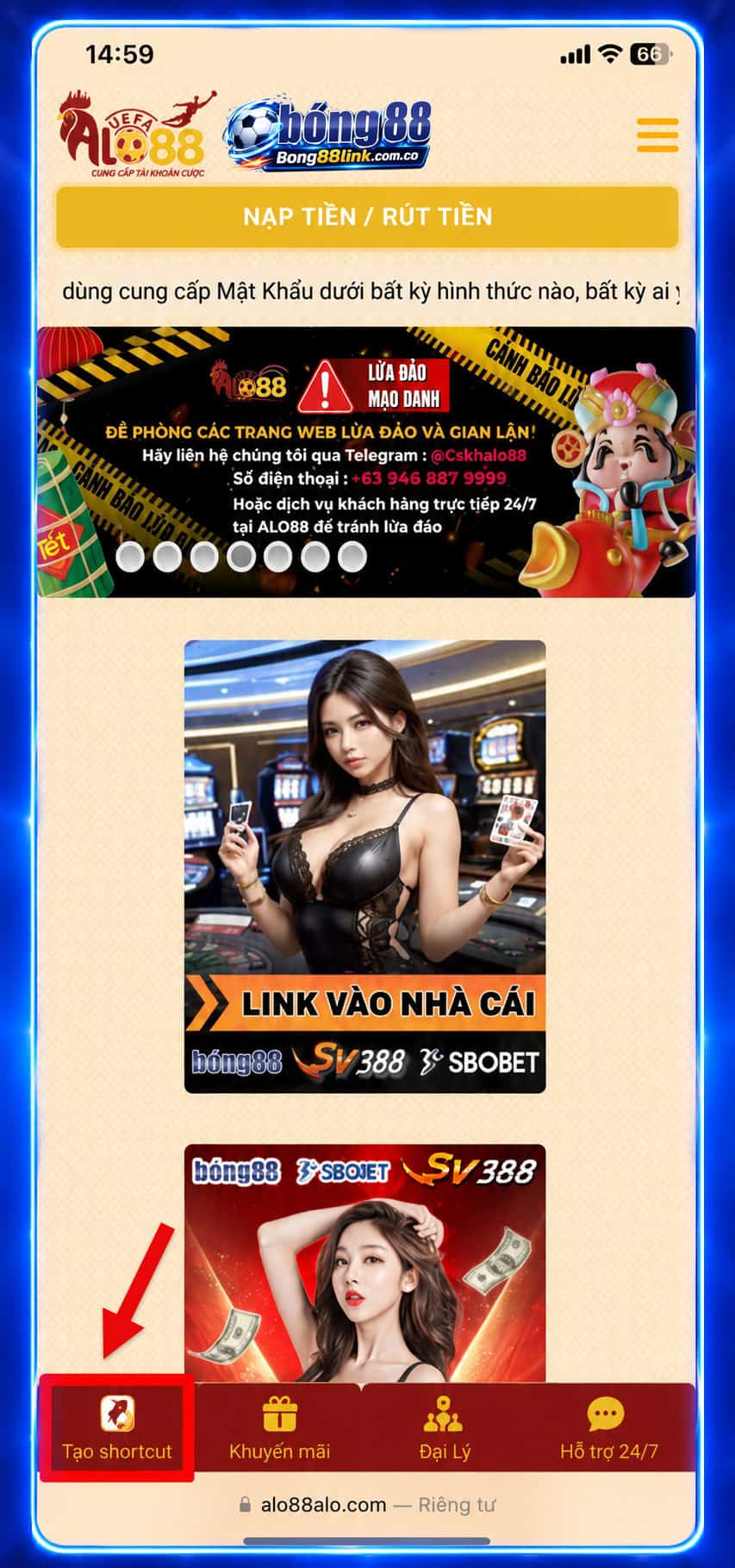 Hướng dẫn tạo Shortcut Bong88 trên IOS Hình 3
