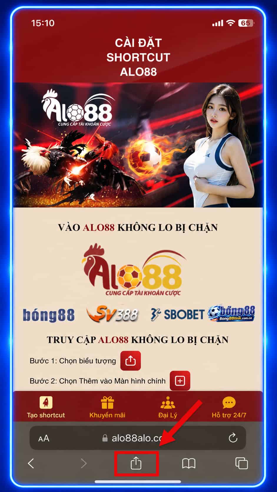 Hướng dẫn tạo Shortcut Bong88 trên IOS Hình 4