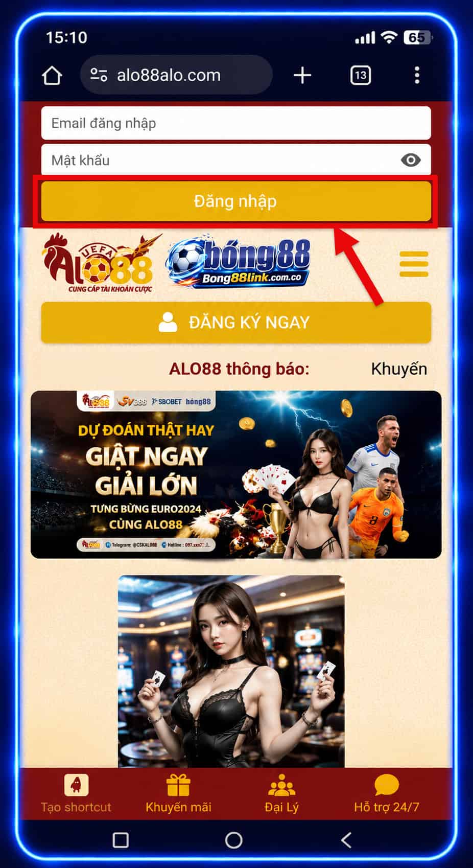 Hướng dẫn tạo Shortcut Bong88 trên Android Hình 2