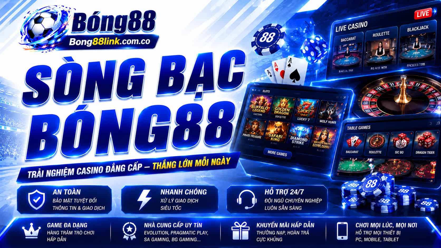 Sòng bạc online hấp dẫn khi tham gia tại nhà cái Bong88