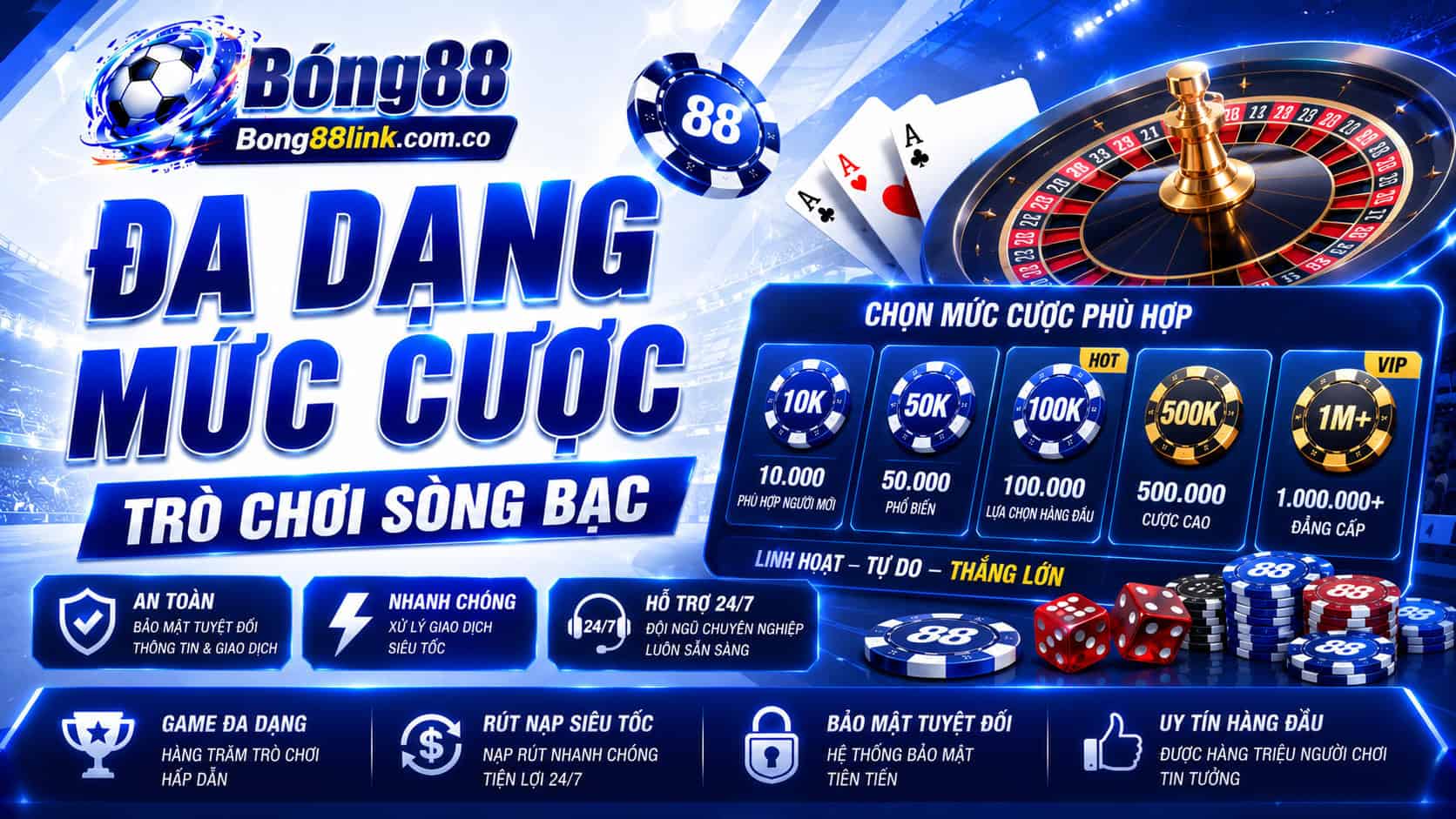 Nhiều mức cược áp dụng trong từng tựa game tại sòng bạc