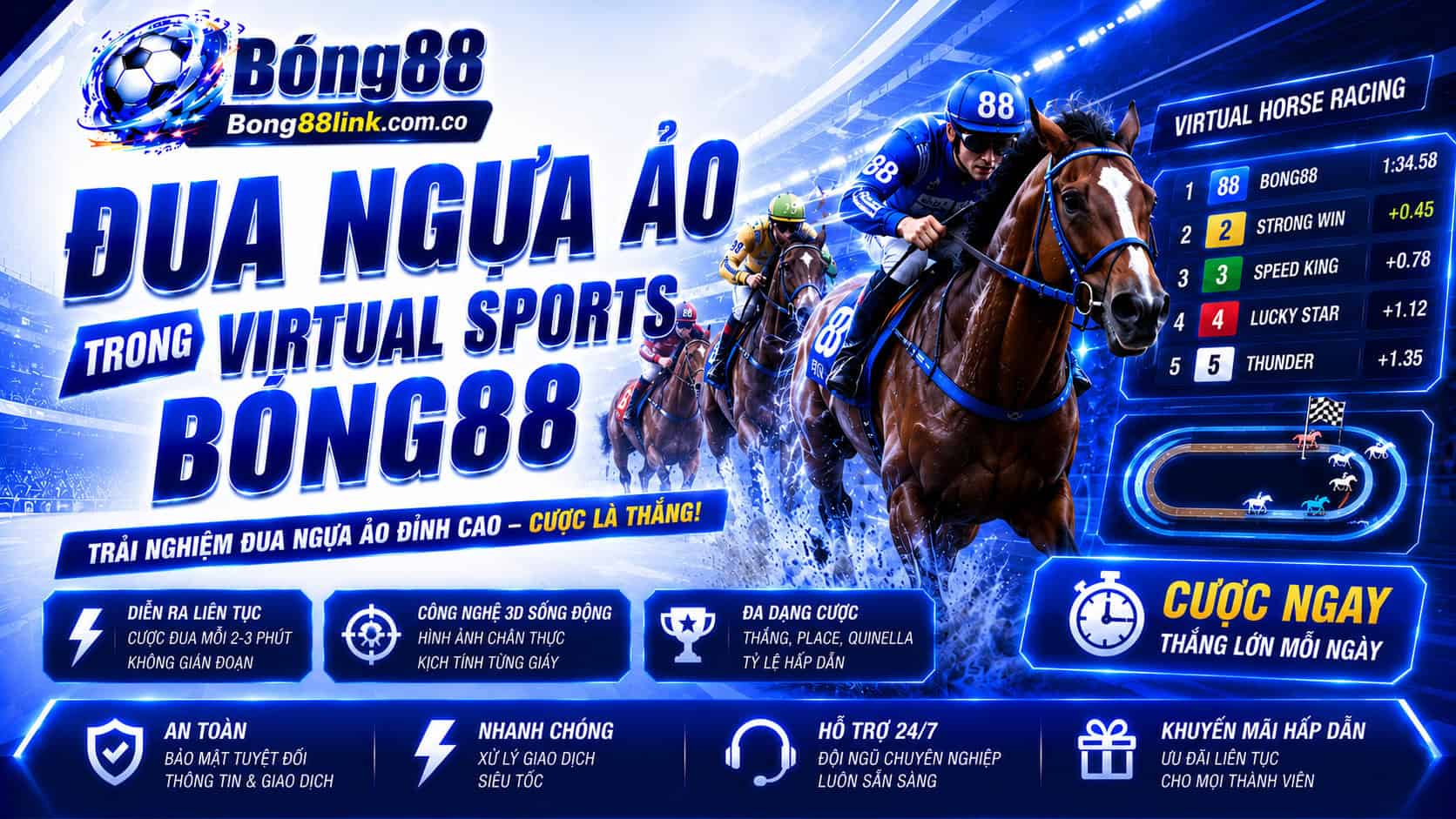 Đua ngựa ảo đa dạng kèo cược trong Virtual Sports 